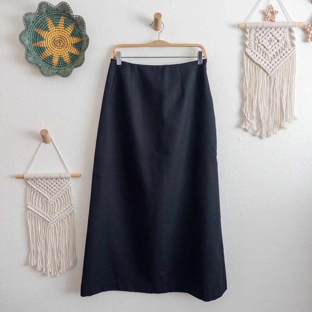 Harve Bernard Sport 100% Wool Maxi Pencil Skirt Black Size 10